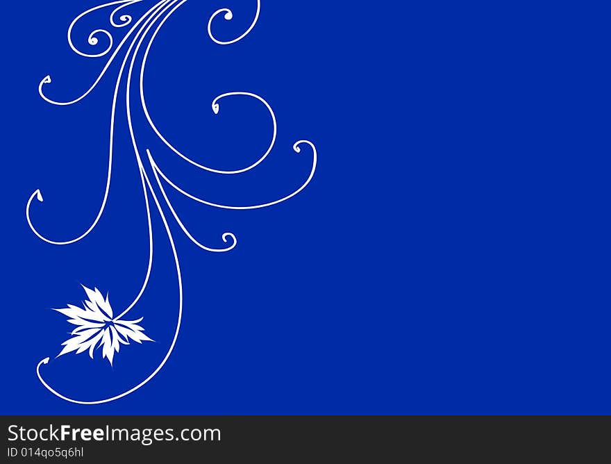 A floral design in a blue background