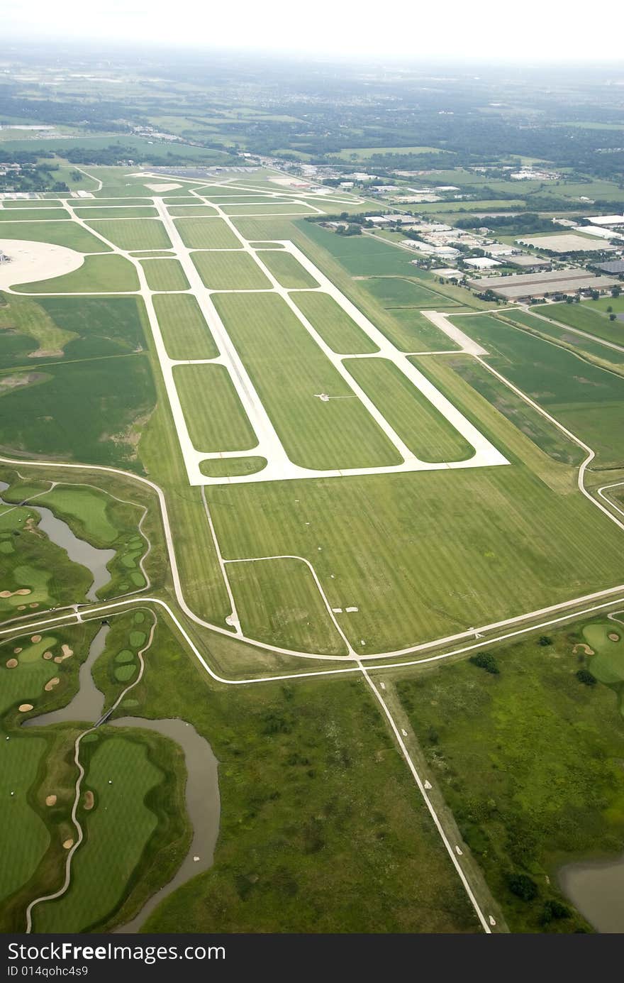 Landscape photo from above of an airport. Landscape photo from above of an airport.