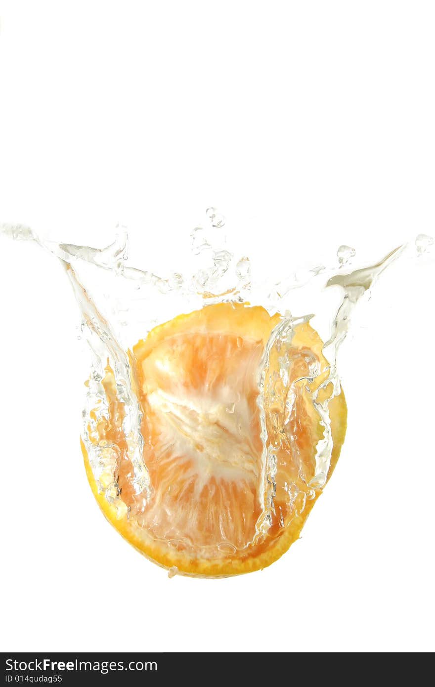 Orange fruit splash in water. Orange fruit splash in water