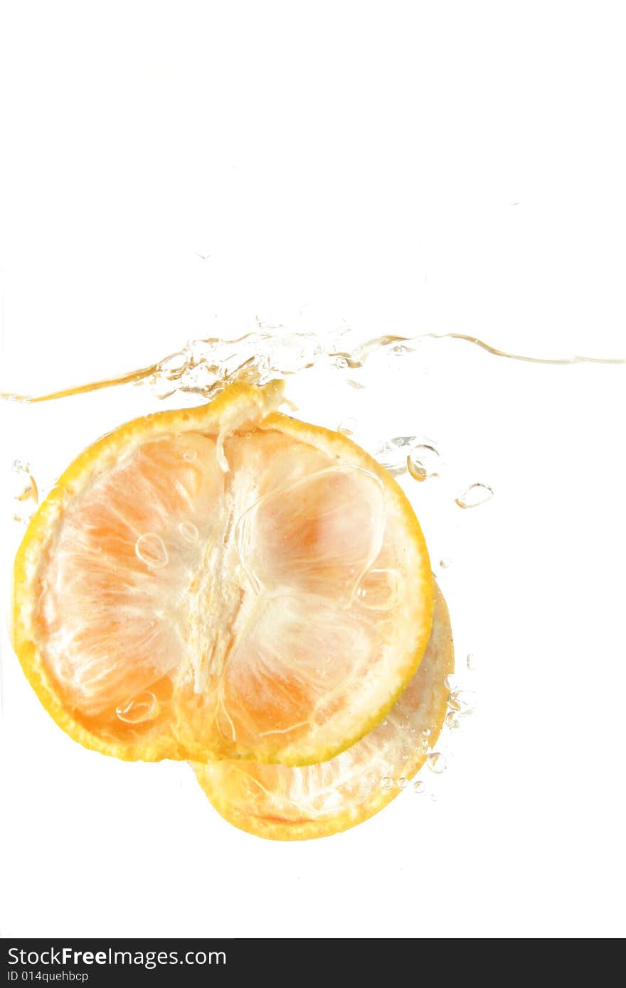 Orange fruit splash in water. Orange fruit splash in water