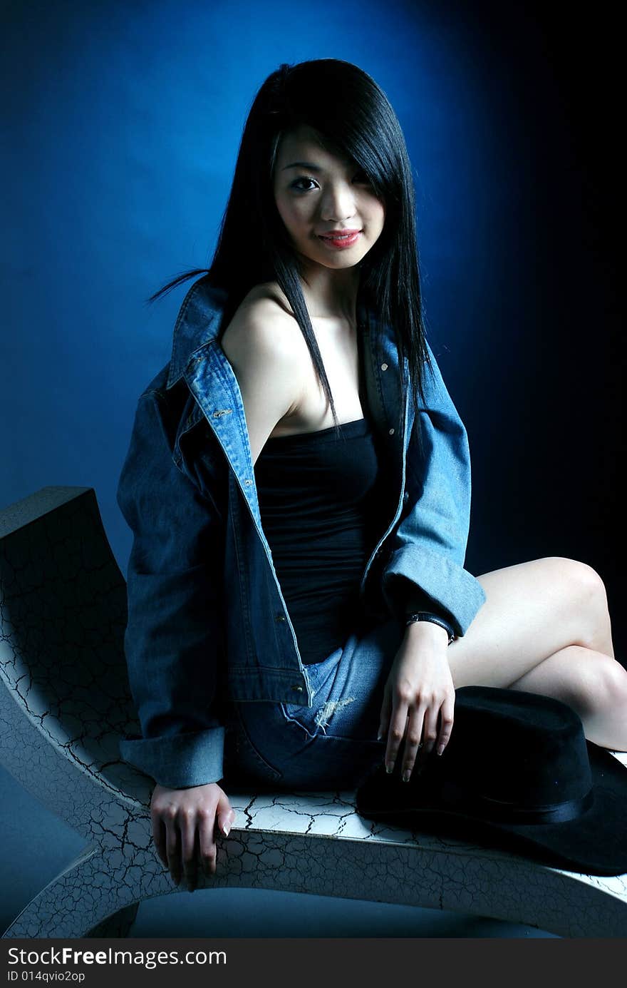 Pretty asian girl image at the studio background