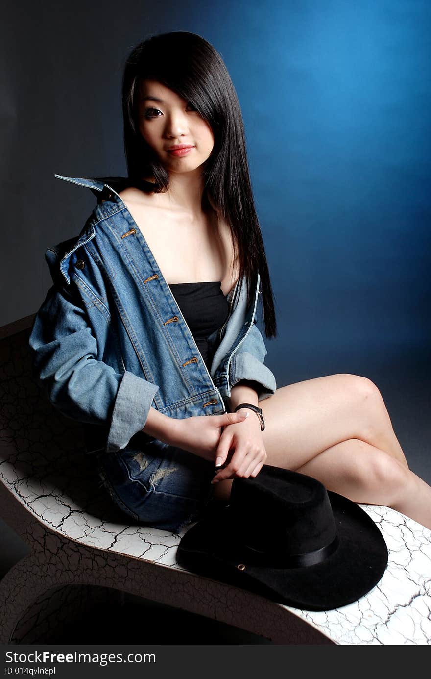 Pretty asian girl image at the studio background