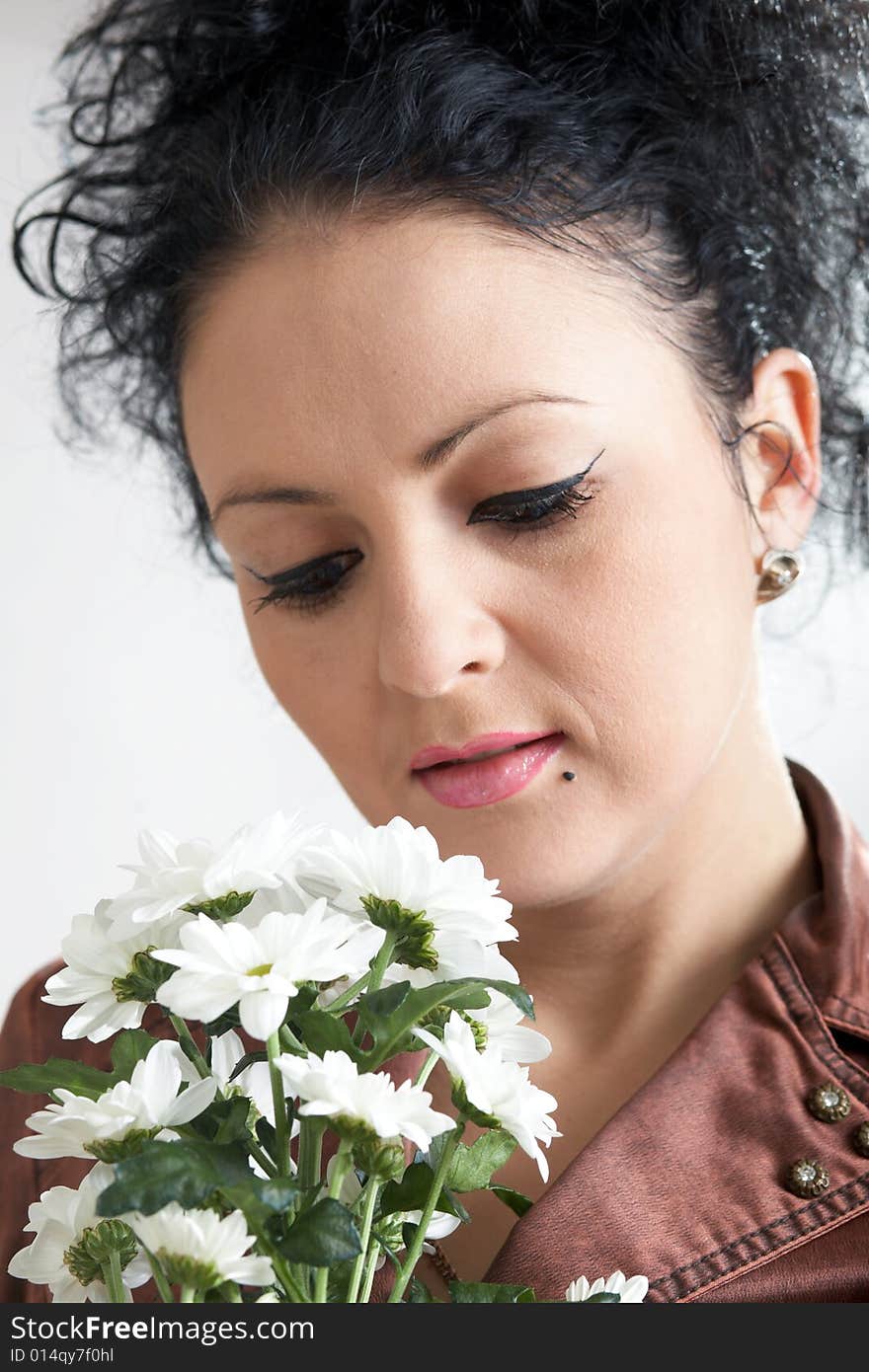 An image of nice woman with flowers. An image of nice woman with flowers