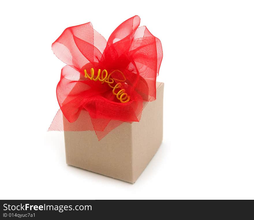 One  fancy gift box on white background