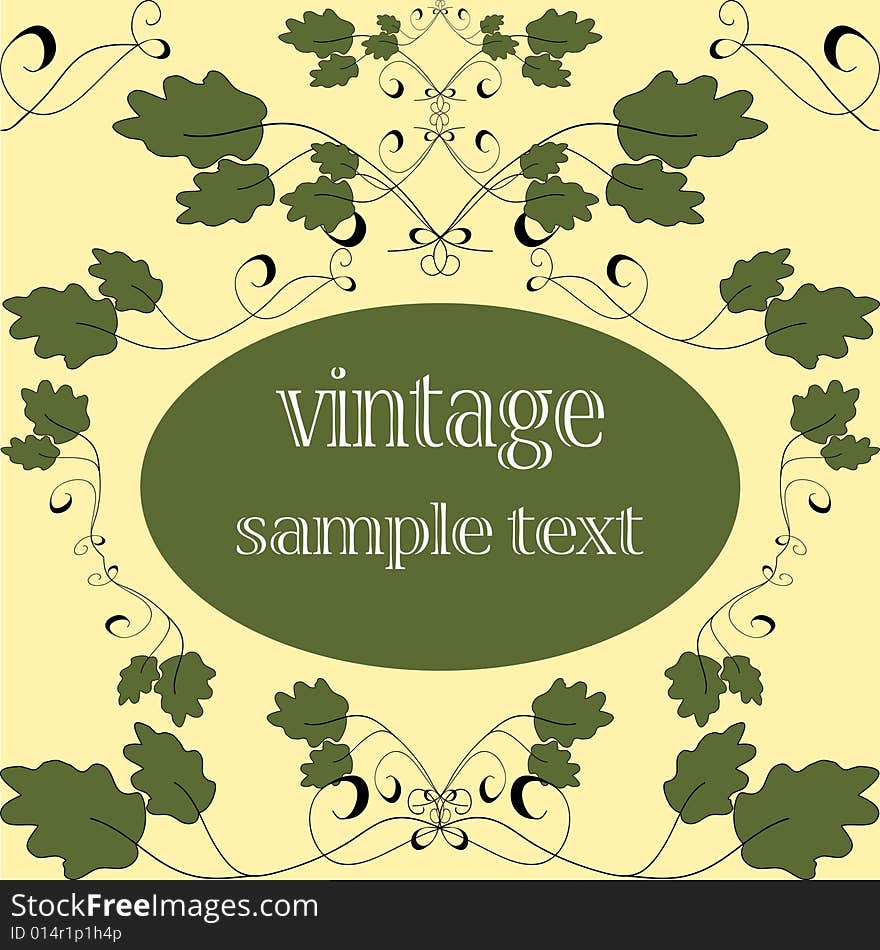 Floral green vintage vector card. Floral green vintage vector card