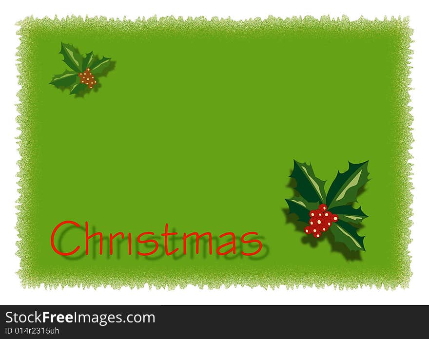 Brightly green christmas card with text. Brightly green christmas card with text