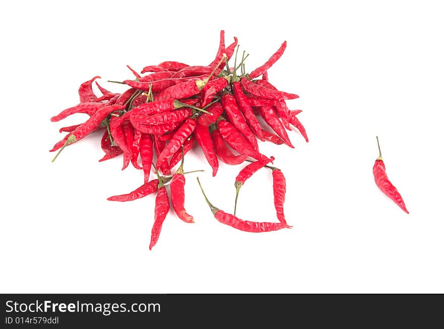 Red chili peppers on a white background