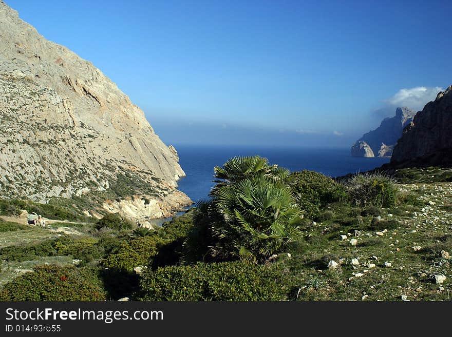 Landscape with a bay in a North of island of Majorca in Spain