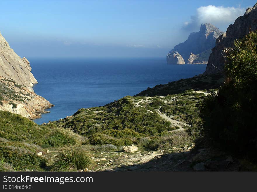 Landscape with a view to a bay in a North of island of Majorca in Spain. Landscape with a view to a bay in a North of island of Majorca in Spain