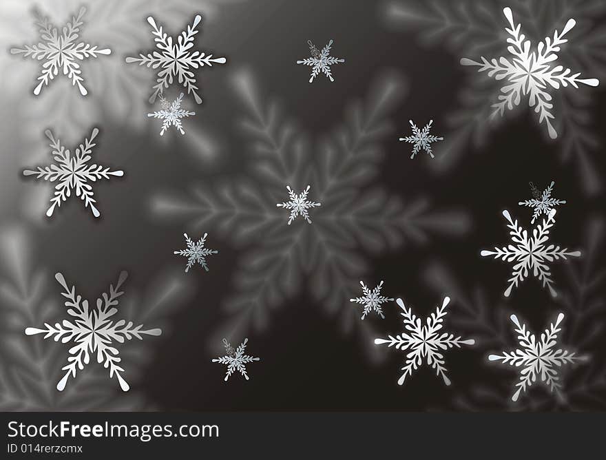 Vector illustration withe groupe of snowflakes on blak and wite background. Vector illustration withe groupe of snowflakes on blak and wite background