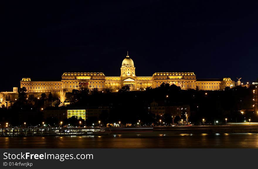 Budapest castle at night