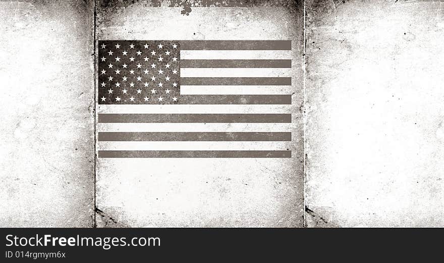 Old USA flag with old paper background