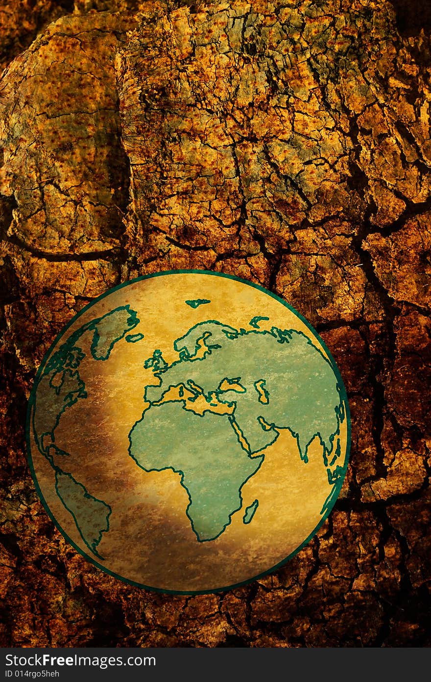 Aged world map -grunge artwork