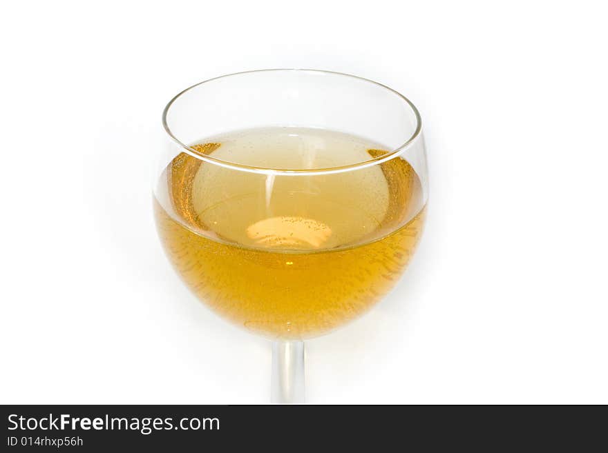 Glass with wine on a white background.