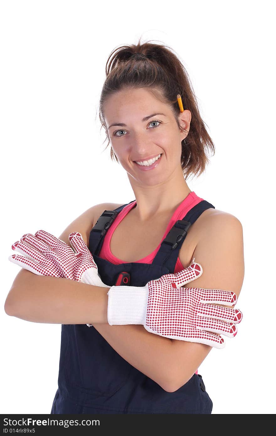 Beauty young woman on white background