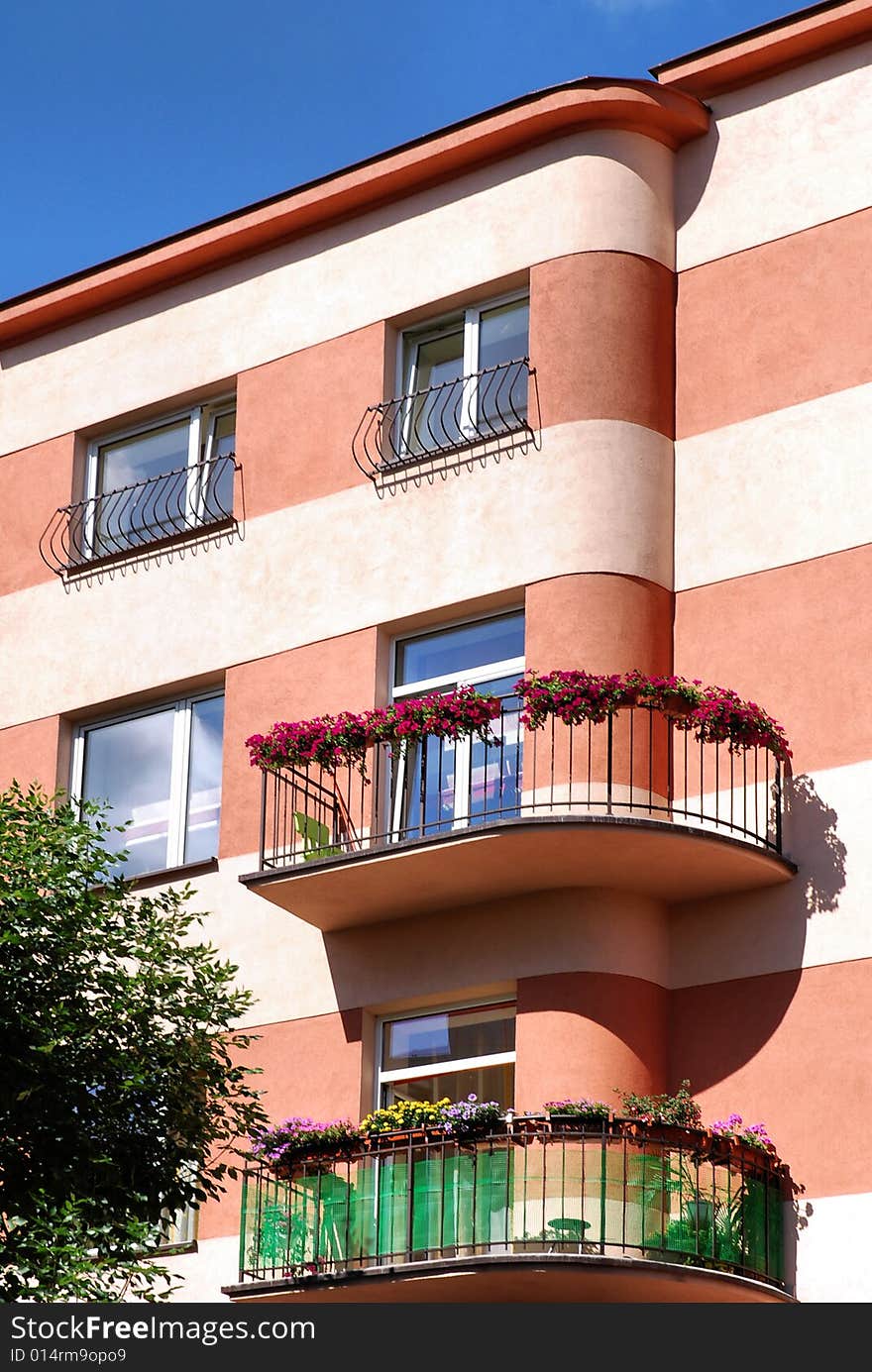 Modern building. window and balcony