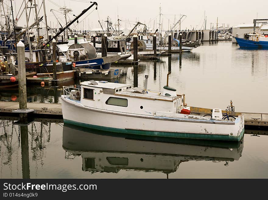 Green And White Fishing Boat