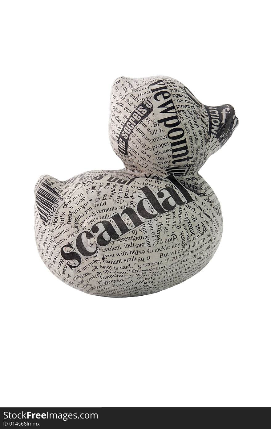 Newspaper duck on white background