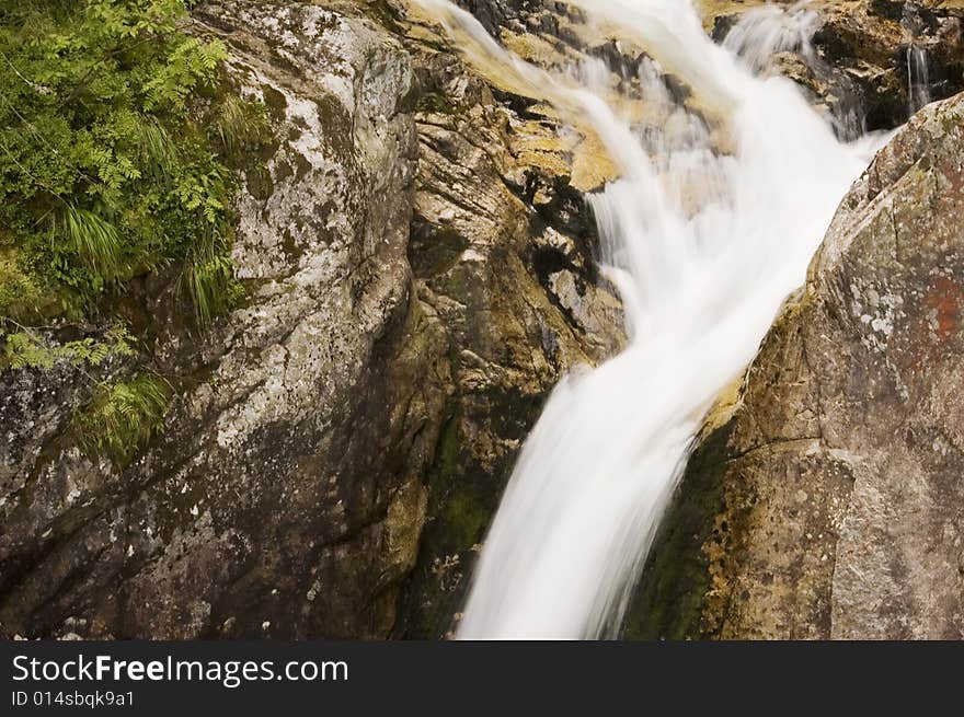 Mountain waterfall in Polish Tatra region