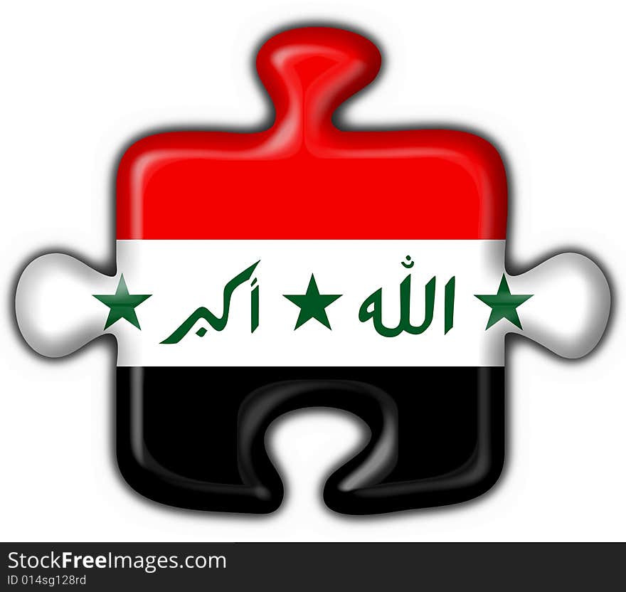 Iraq button flag - 3d made. Iraq button flag - 3d made