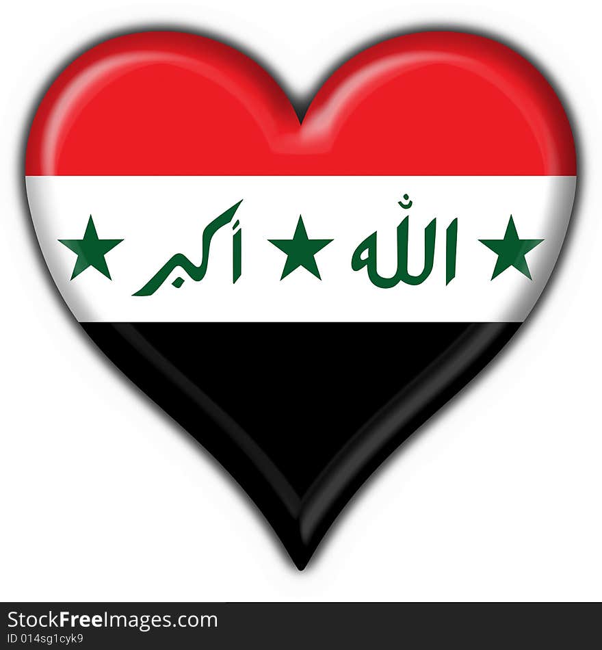 Iraq button flag heart shape