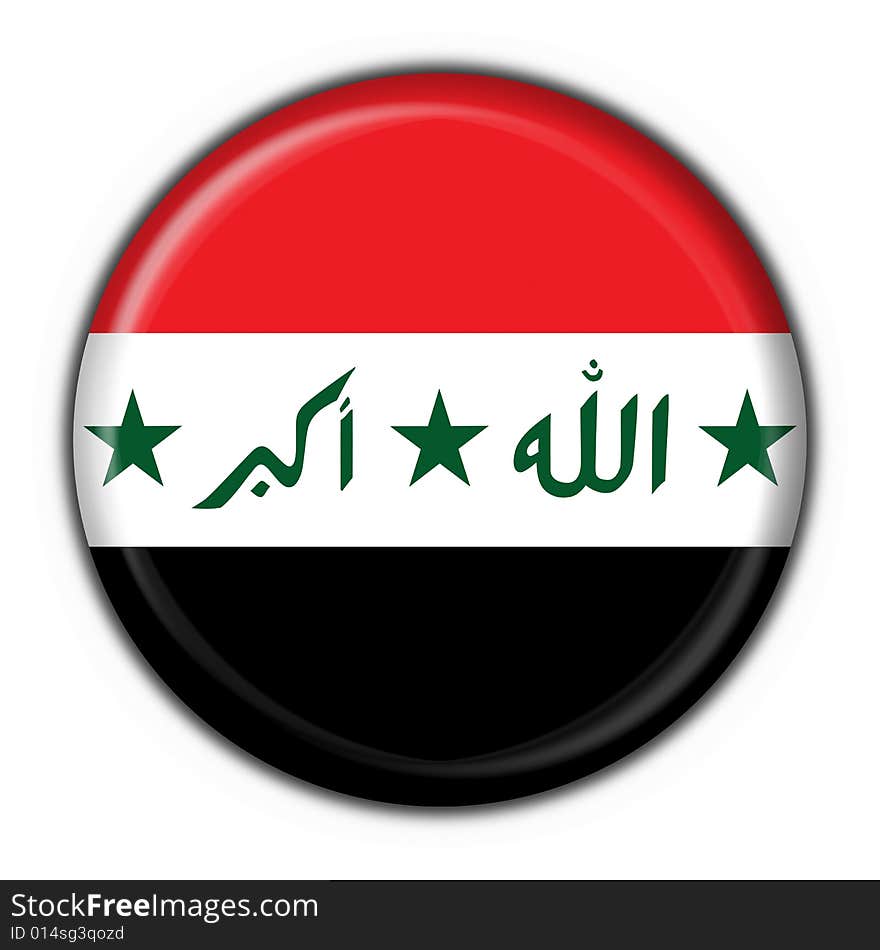 Iraq button flag - 3d made. Iraq button flag - 3d made