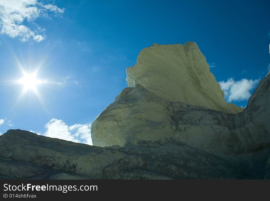 Mountain in Mangistau, west of Kazakhstan,  sunrays. Mountain in Mangistau, west of Kazakhstan,  sunrays.