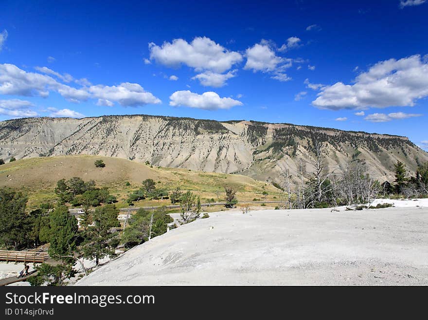 The Mammoth Hot Spring area in Yellowstone