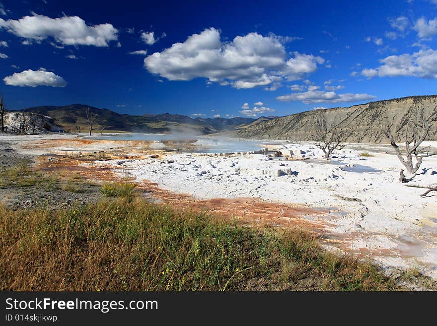 The Mammoth Hot Spring area in Yellowstone National Park in Wyoming