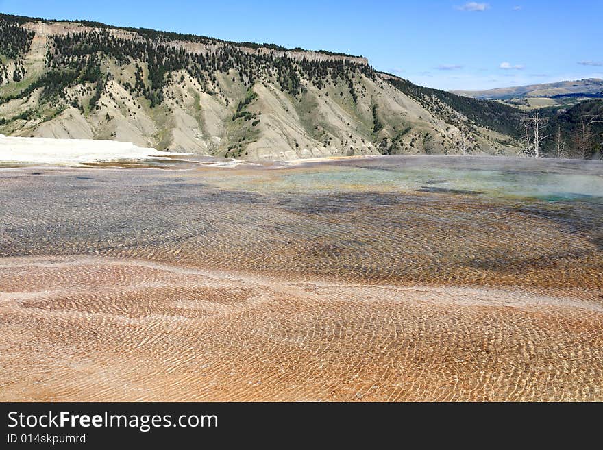 The Mammoth Hot Spring area in Yellowstone National Park in Wyoming