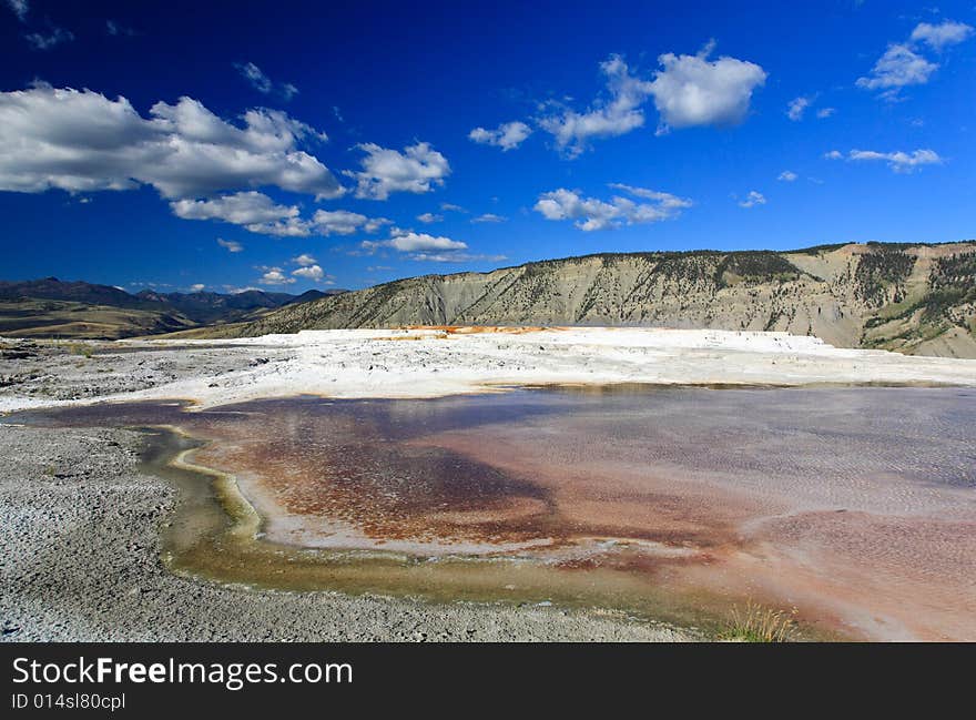 The Mammoth Hot Spring area in Yellowstone