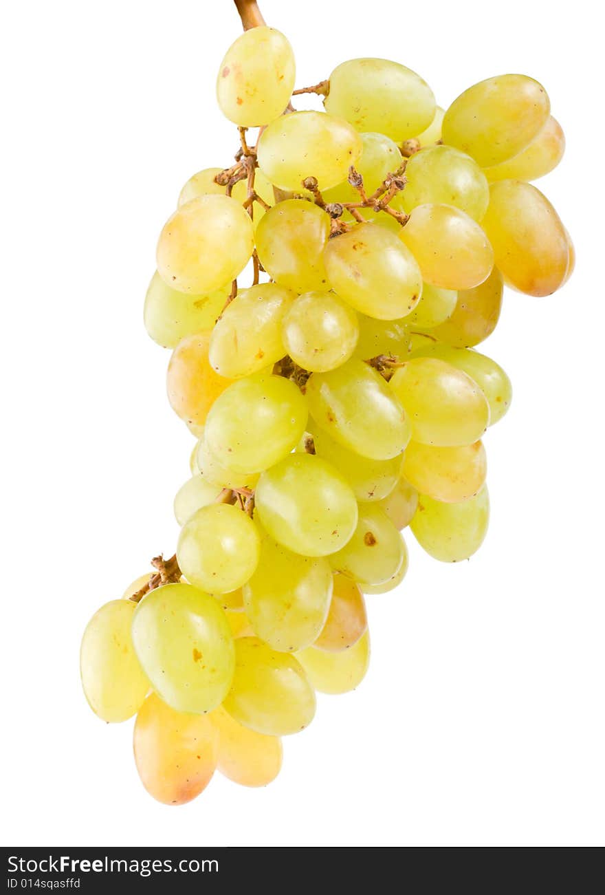 Close-up green grapes, isolated on white