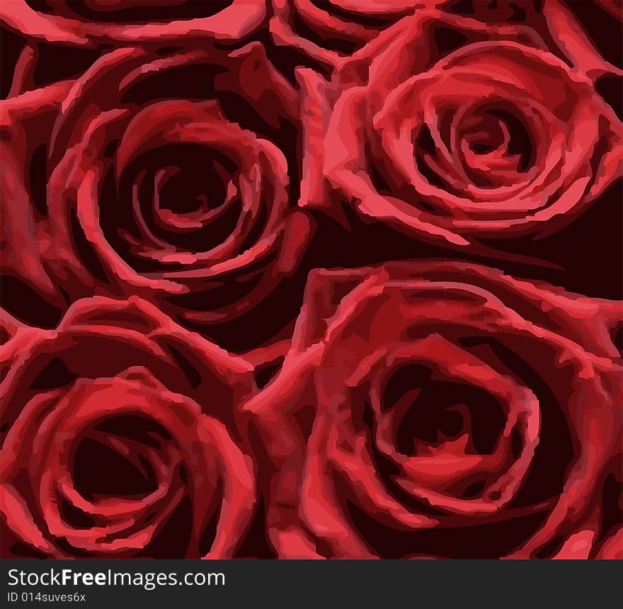 A fully scalable vector illustration of red roses. Jpeg, Illustrator AI and EPS 8.0 files included.