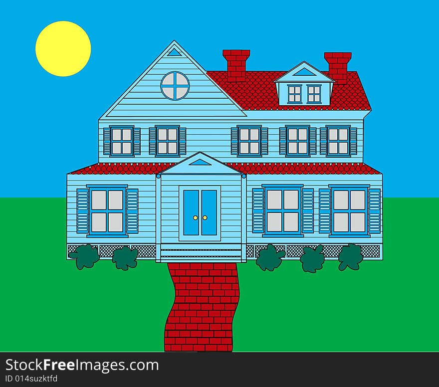 Victorian style home done in Adobe Illustrator. Victorian style home done in Adobe Illustrator.