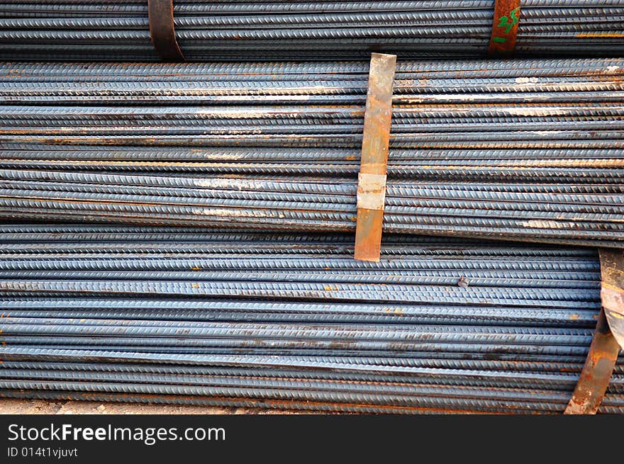 A tied bundle of cold steel bars