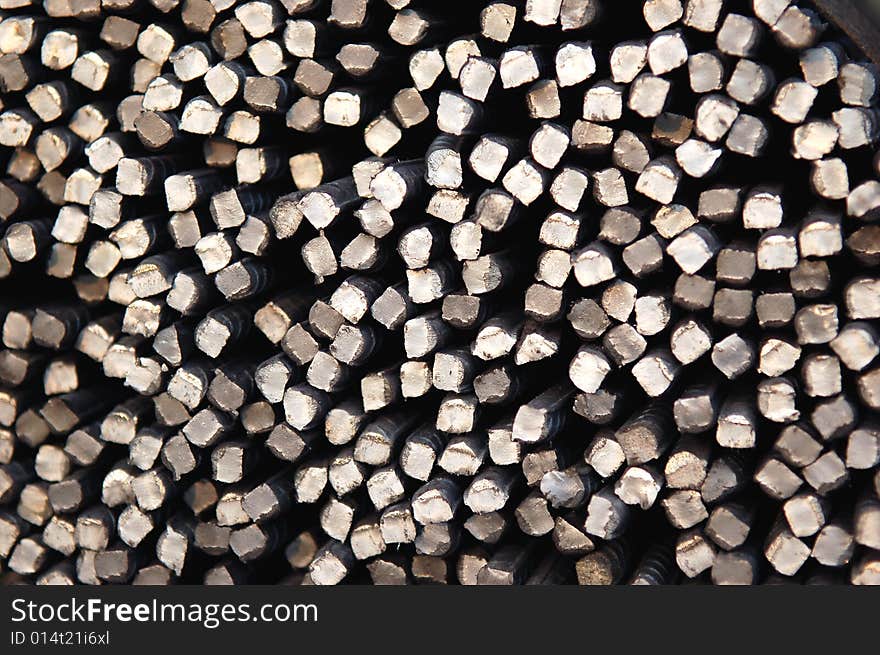 Macro of A tied bundle of cold steel bars