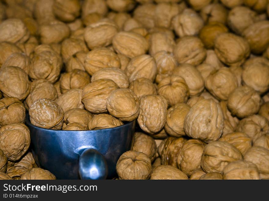 Bulk Walnut bin at a farmers market. Bulk Walnut bin at a farmers market