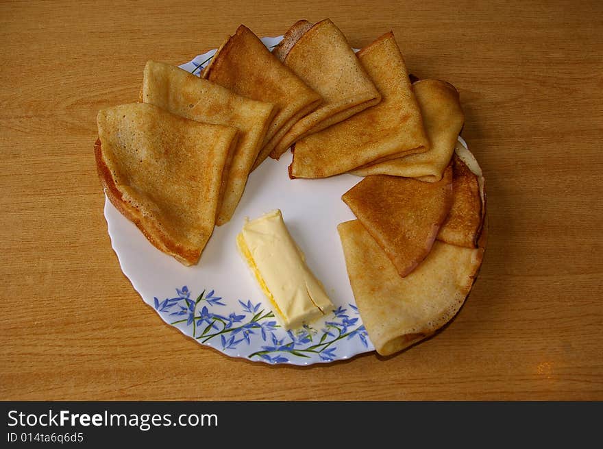 The Russian pancakes with butter