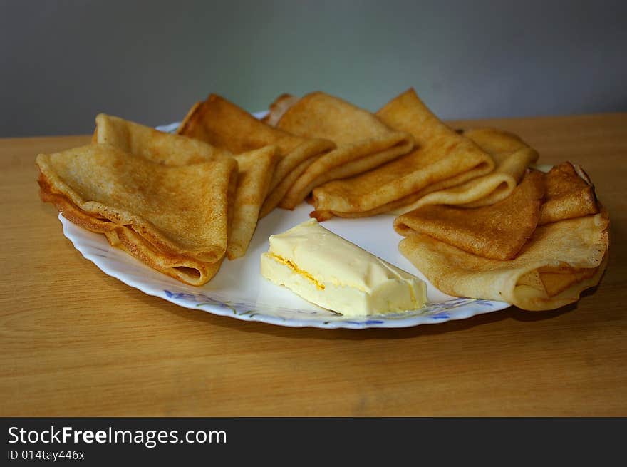 The Russian pancakes with butter