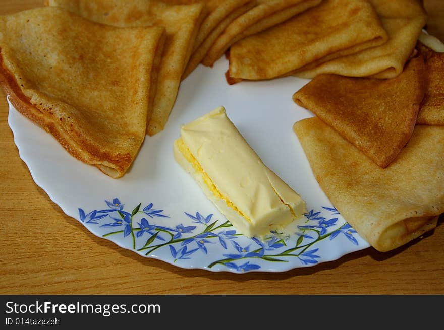 The Russian pancakes with butter