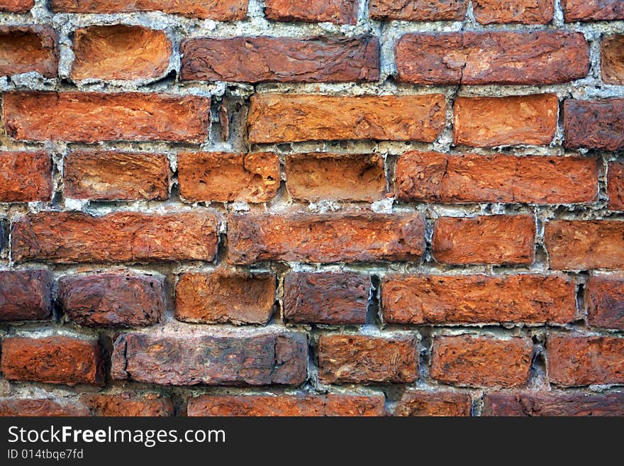 Red old brick wall, background, pattern