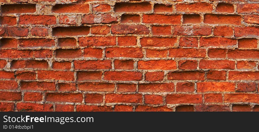 Red old brick wall, background, pattern