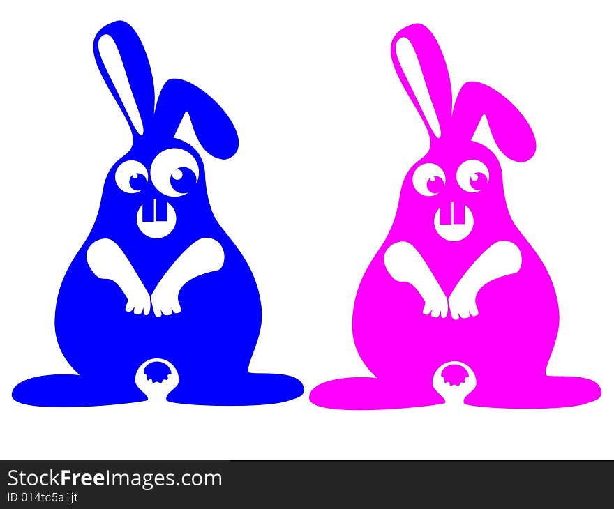 Two crazy looking rabbits in vectors. Two crazy looking rabbits in vectors.