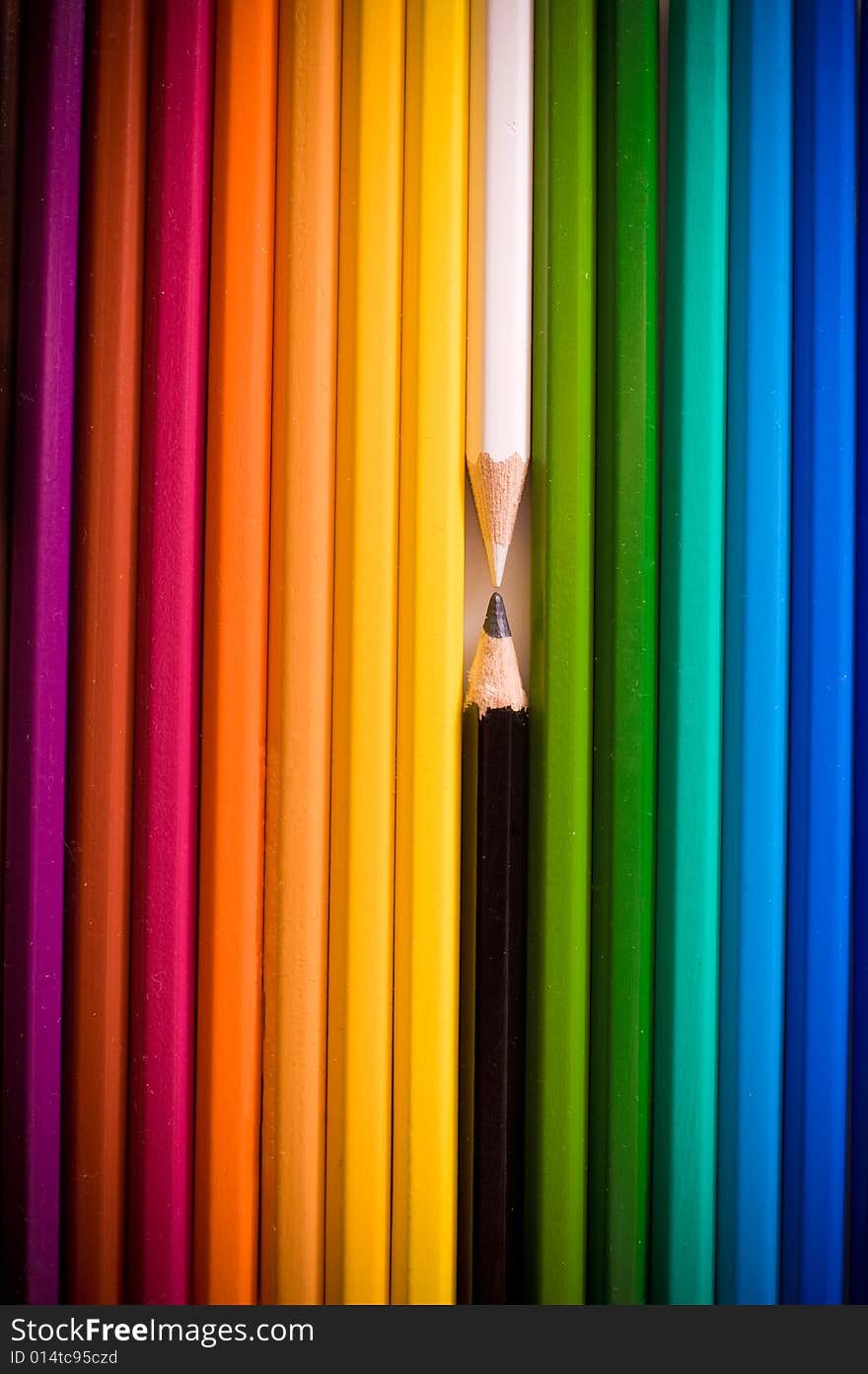 Color pencils background with dark edges