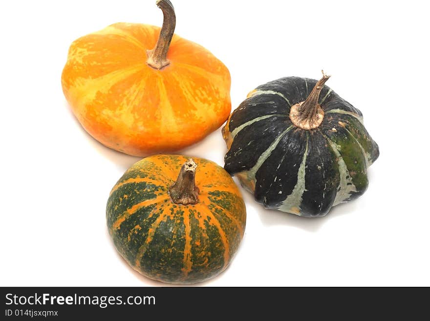 Three fancy pumpkins