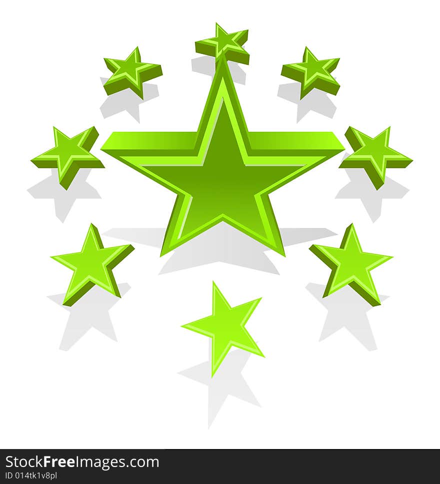 Vector illustration of green glossy stars. Vector illustration of green glossy stars