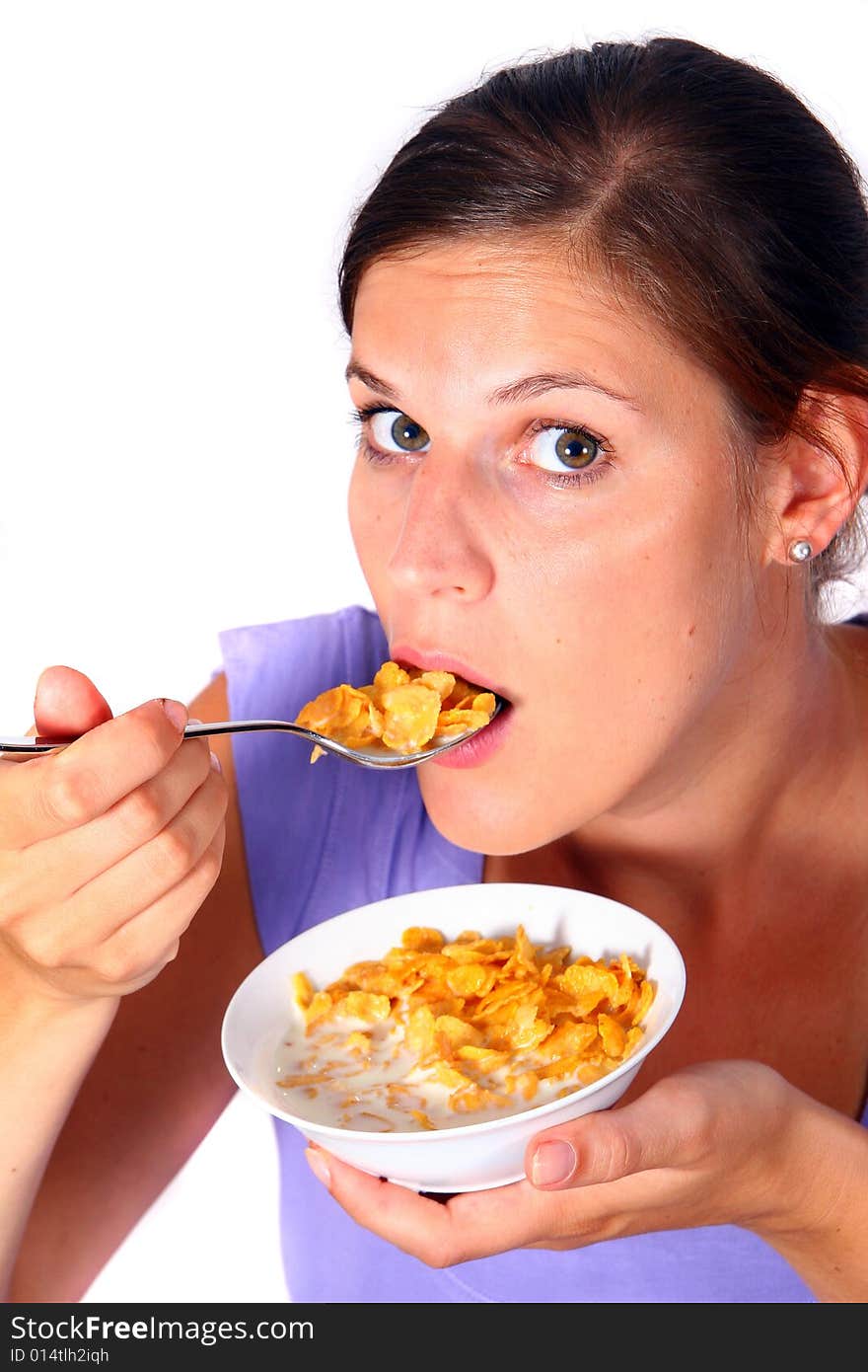 Young Woman Having Cornflakes