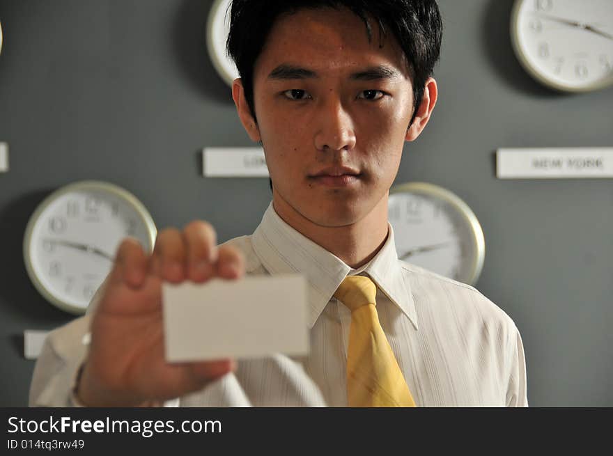 Asian Man With Blank Namecard 101