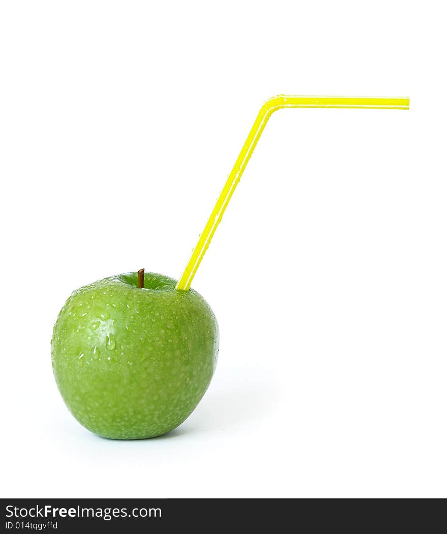 Green juicy apple isolated