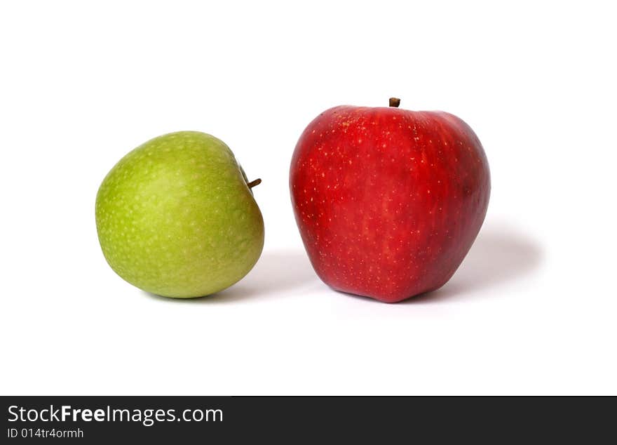 Red and green apples isolated on white background